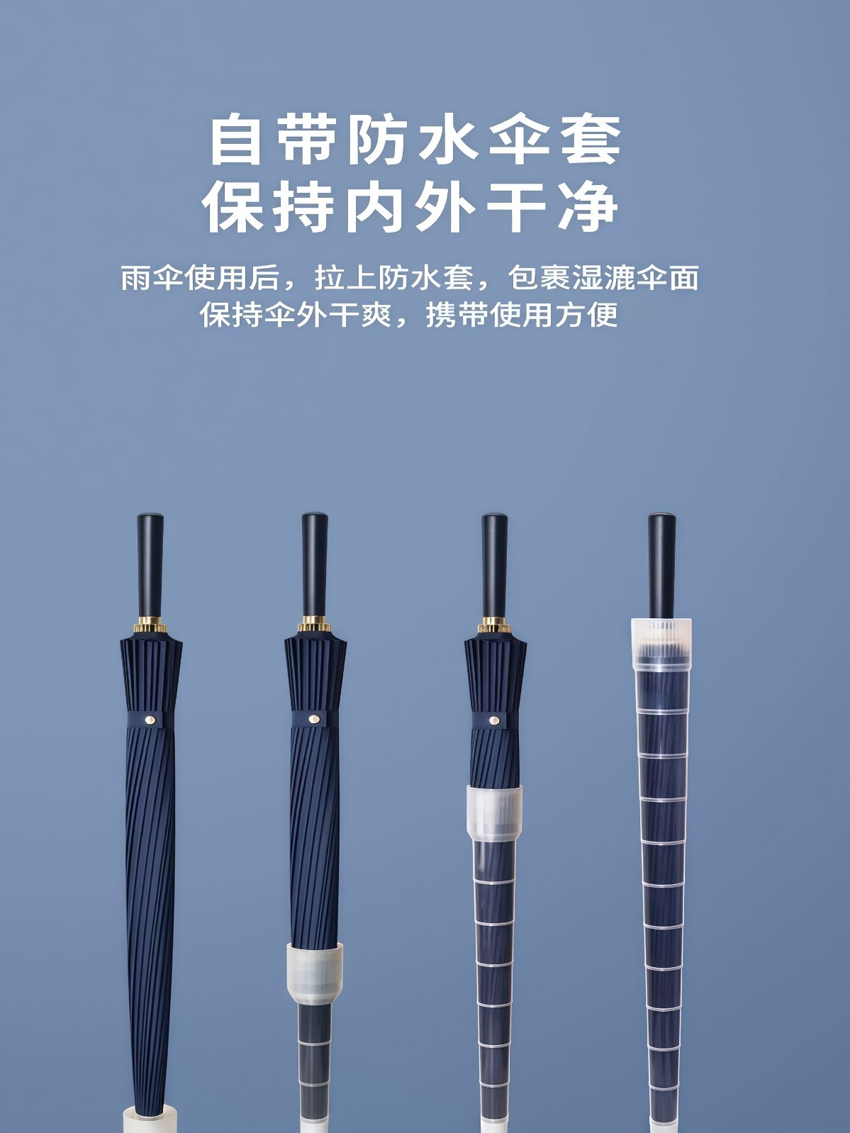 防水套长柄雨伞男士大号自动加厚结实防风暴雨汽车车载专用雨伞女 - 详情图