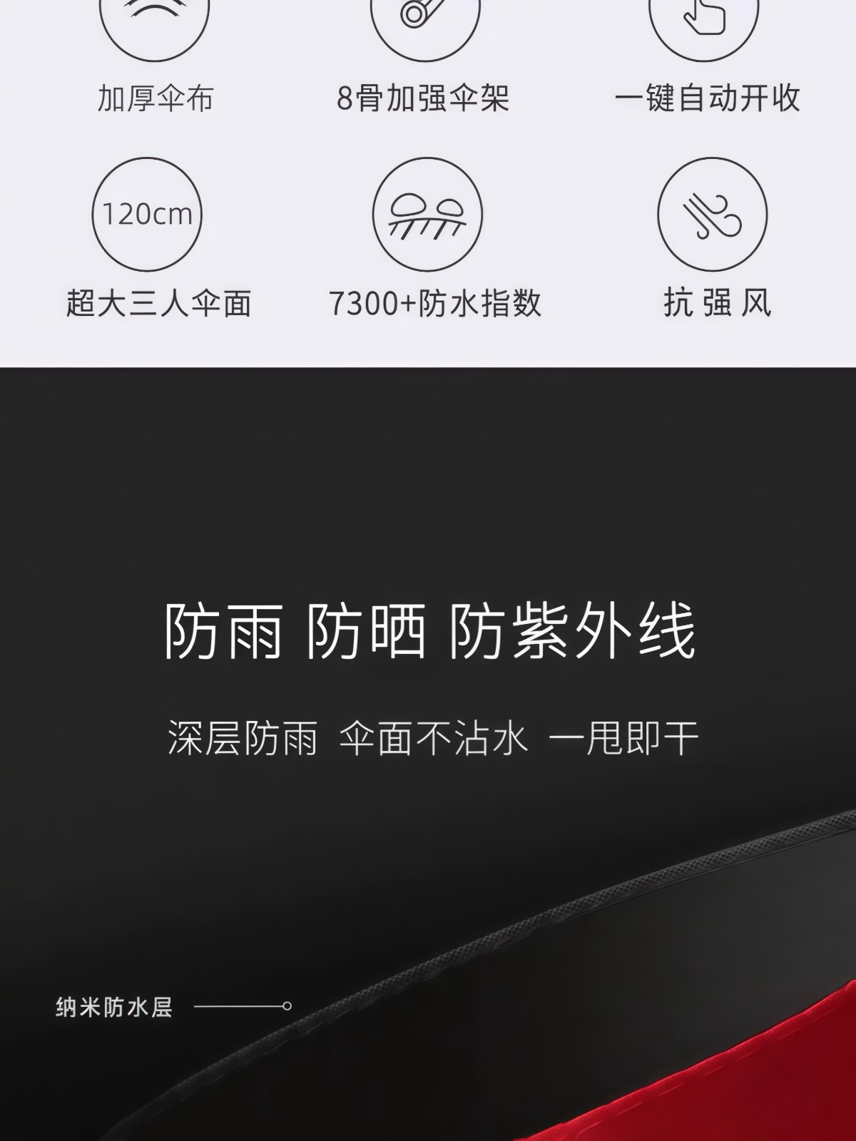 雨伞长柄男士大号自动加固暴雨结实抗风黑色商务定制直杆伞男定制 - 详情图