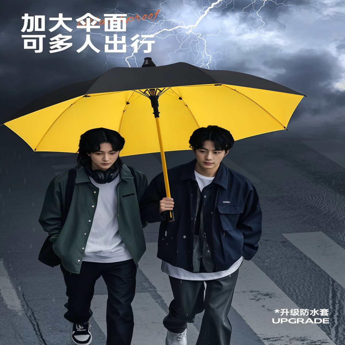 武汉雨具网·防水套雨伞长柄加大加厚加固女双人自动大号抗风车载男暴雨三人伞·产品图2