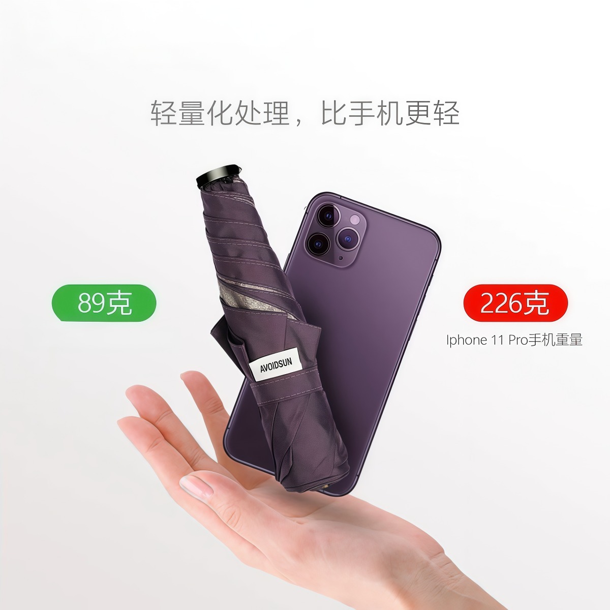 武汉雨具网·超轻碳纤维拇指伞羽毛般轻盈便携口袋伞防晒防紫外线晴雨伞武汉厂家定制批发·产品图3