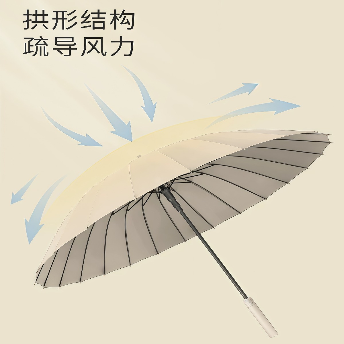 武汉雨具网·24骨雨伞长柄男女士家用大号自动加固结实抗风暴雨专用定制直杆伞·产品图3