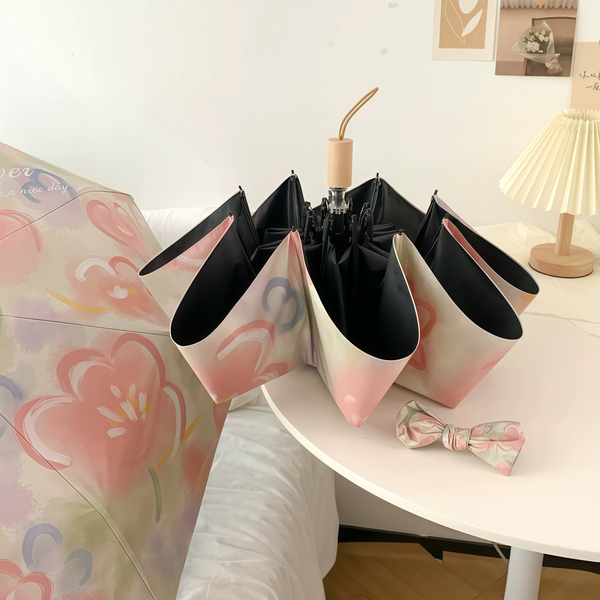 武汉雨具网·油画雨伞女晴雨两用小巧便携遮阳全自动太阳伞防晒防紫外线·产品图3