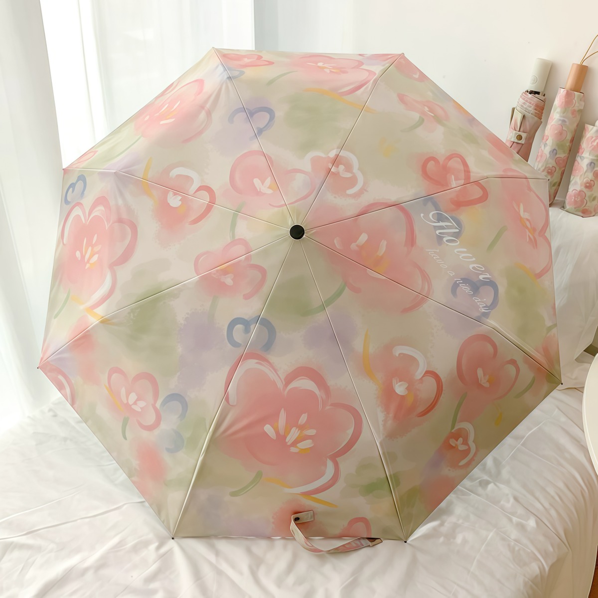 武汉雨具网·油画雨伞女晴雨两用小巧便携遮阳全自动太阳伞防晒防紫外线·产品图5