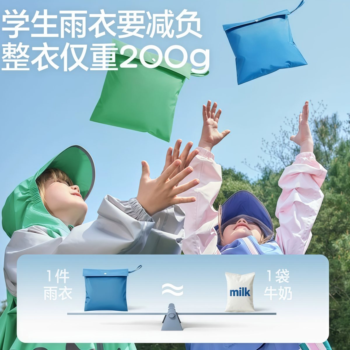 武汉雨具网·儿童雨衣男童女孩上学专用宝宝雨披小学生带书包位轻薄透气·产品图2