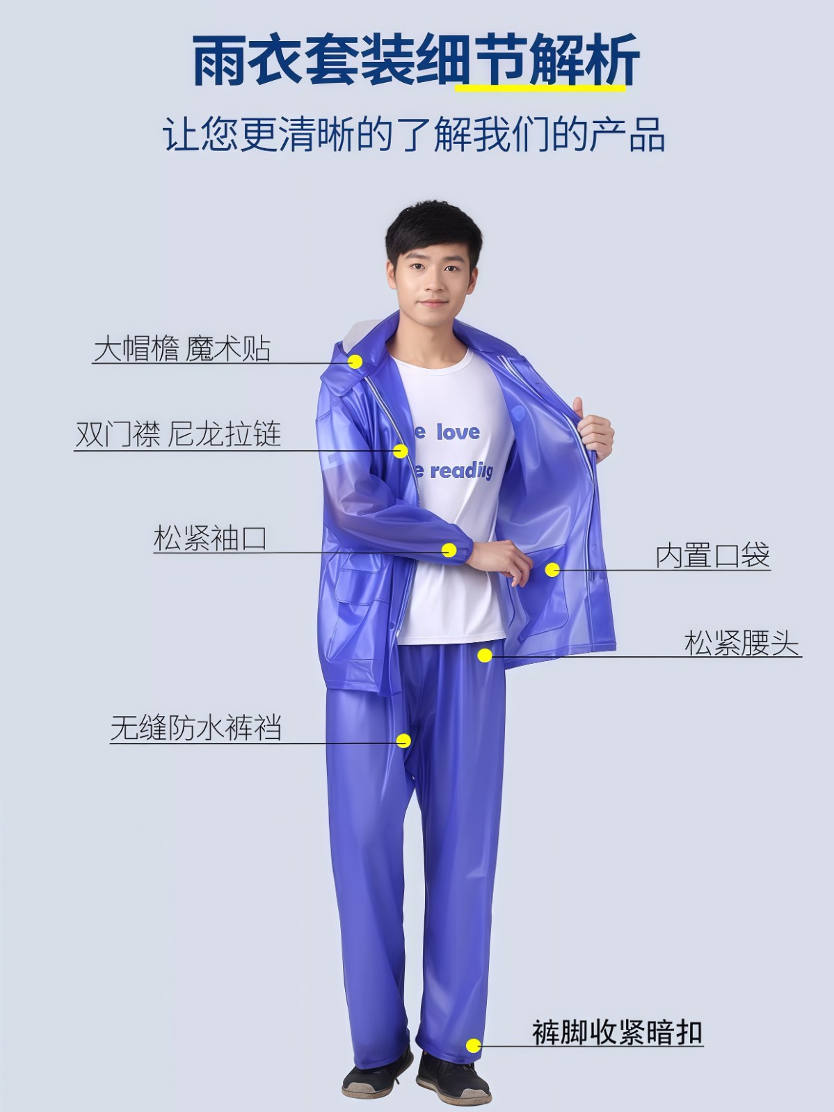 雨衣雨裤套装男款上下分体式外卖骑手专用女防暴雨雨服成人 - 详情图