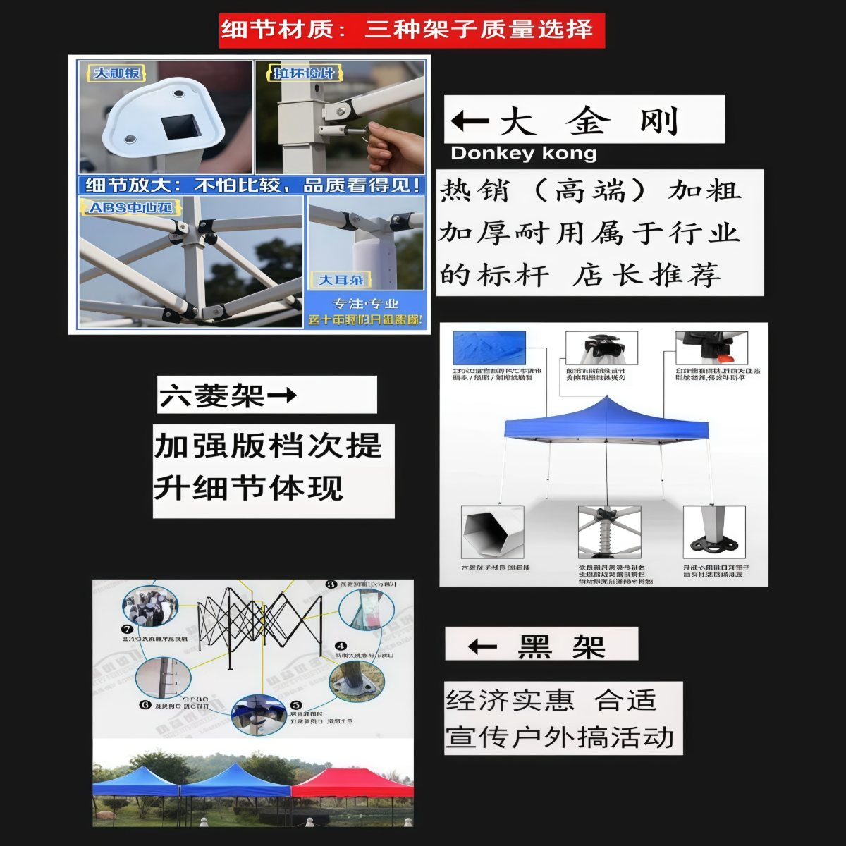 武汉雨具网·户外遮雨棚广告帐篷折叠印字伸缩大伞四脚遮阳棚雨篷车棚四角摆摊·产品图4