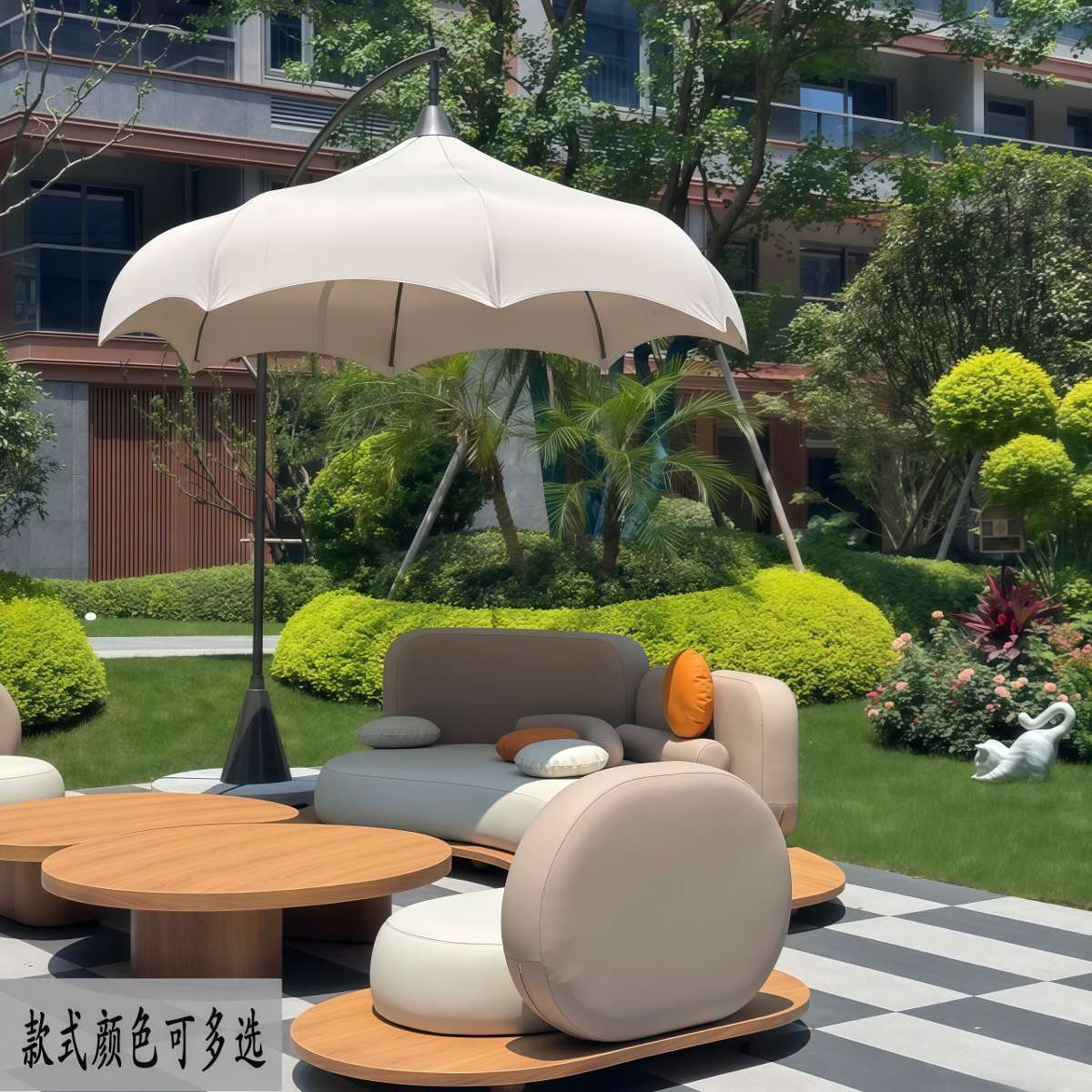 武汉雨具网·咖啡厅售楼处园林景观户外不锈钢遮阳伞酒店花园别墅民宿太阳伞·产品图2