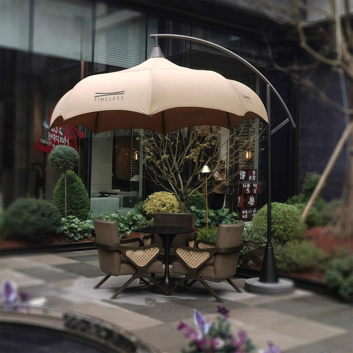 武汉雨具网·咖啡厅售楼处园林景观户外不锈钢遮阳伞酒店花园别墅民宿太阳伞·产品图5