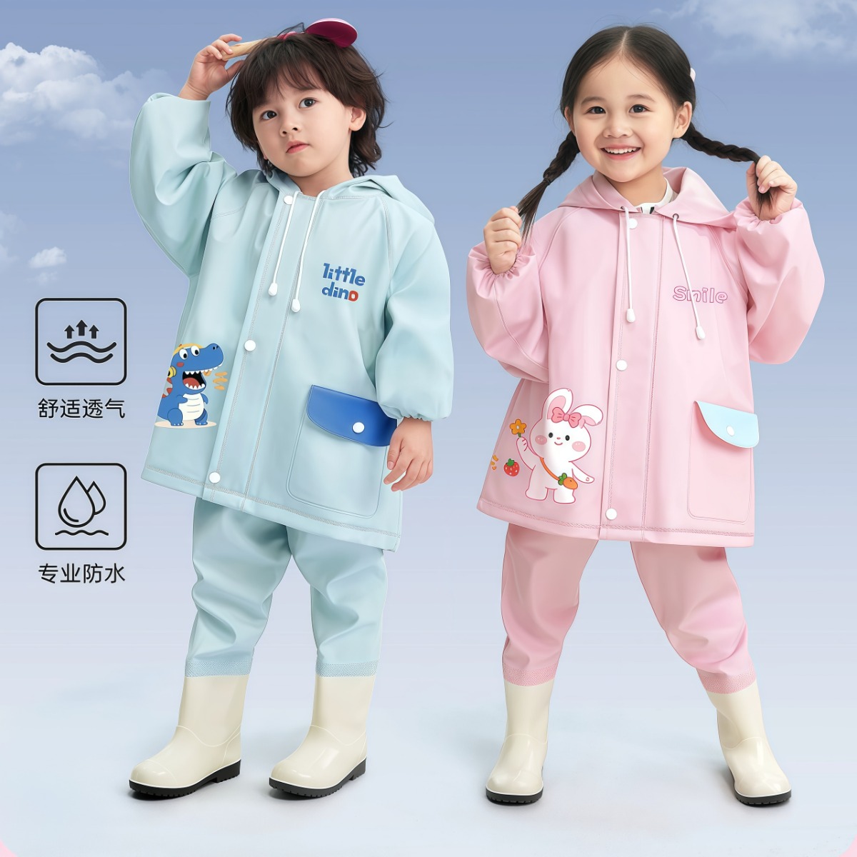 儿童连体雨衣幼儿园沙水服玩水裤雨裤雨靴一体游戏防水衣下水赶海