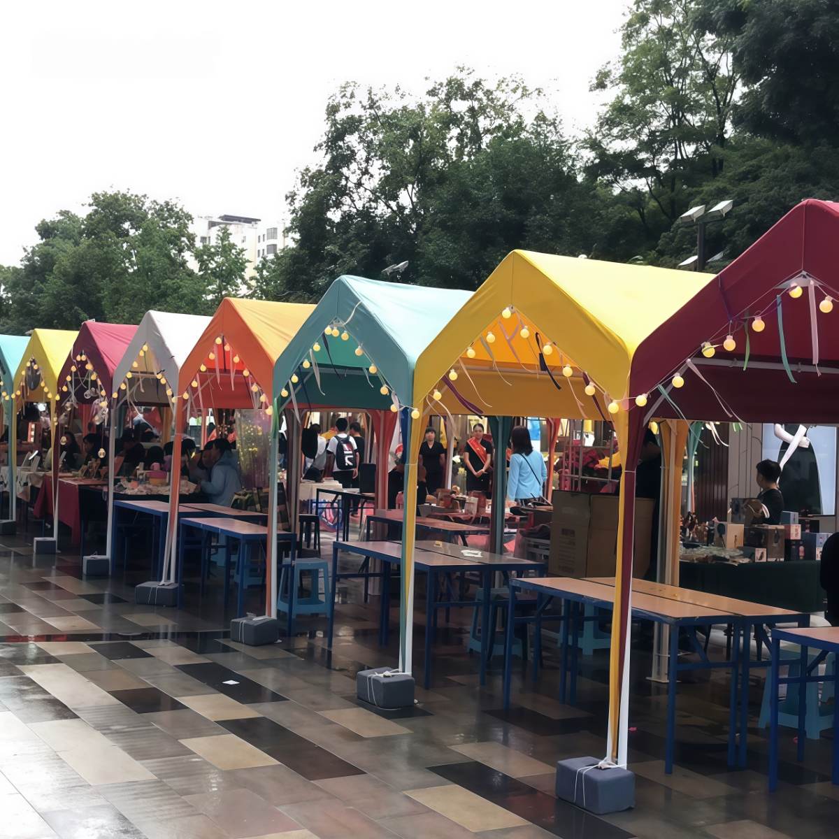武汉雨具网·户外遮阳蓬雨棚广告帐篷摆摊用夜市四脚伞遮雨防疫应急篷房·产品图3