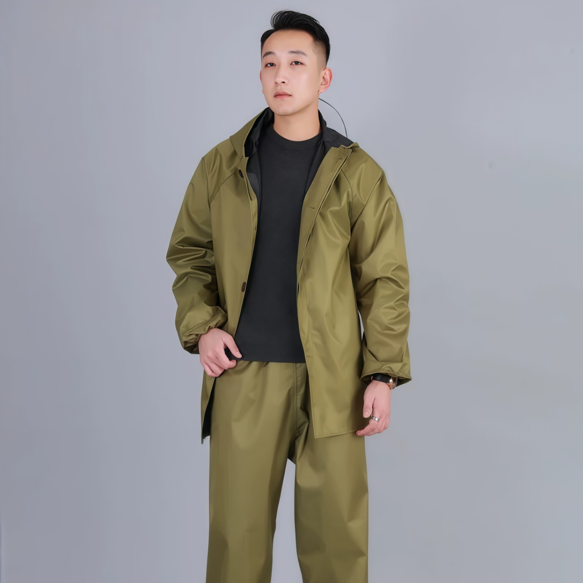 武汉雨具网·户外劳保帆布雨衣连体加厚防暴雨耐磨长款分体式套装成人·产品图5