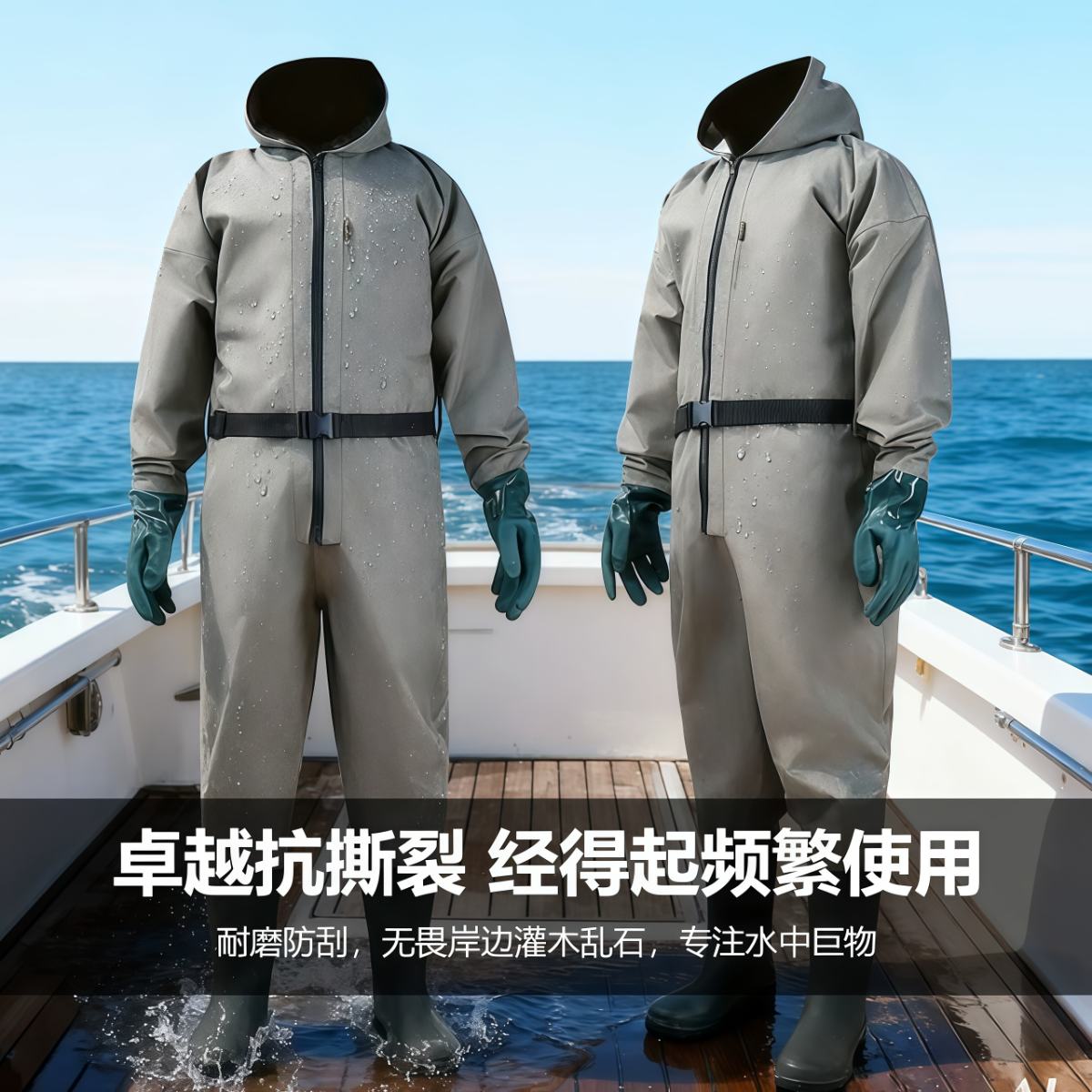 武汉雨具网·全身防水服捕鱼撒网挖藕防水轻便耐磨防滑鞋连体雨衣·产品图2