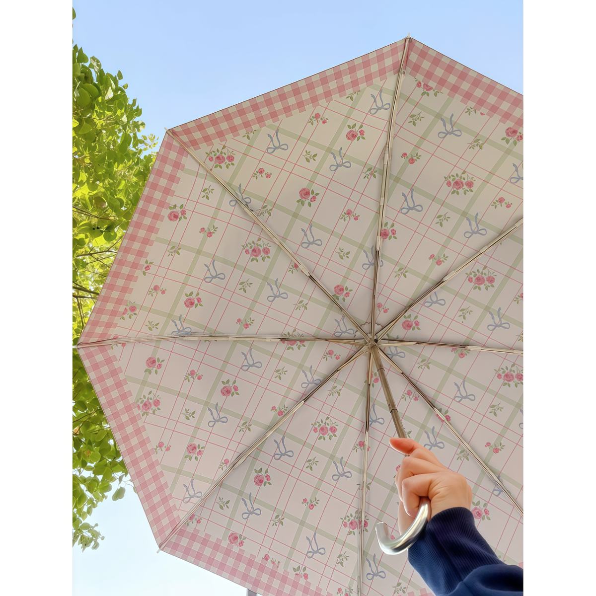武汉雨具网·星星钛银伞防晒防紫外线女大折叠手动太阳伞小巧晴雨两用弯钩遮阳·产品图6