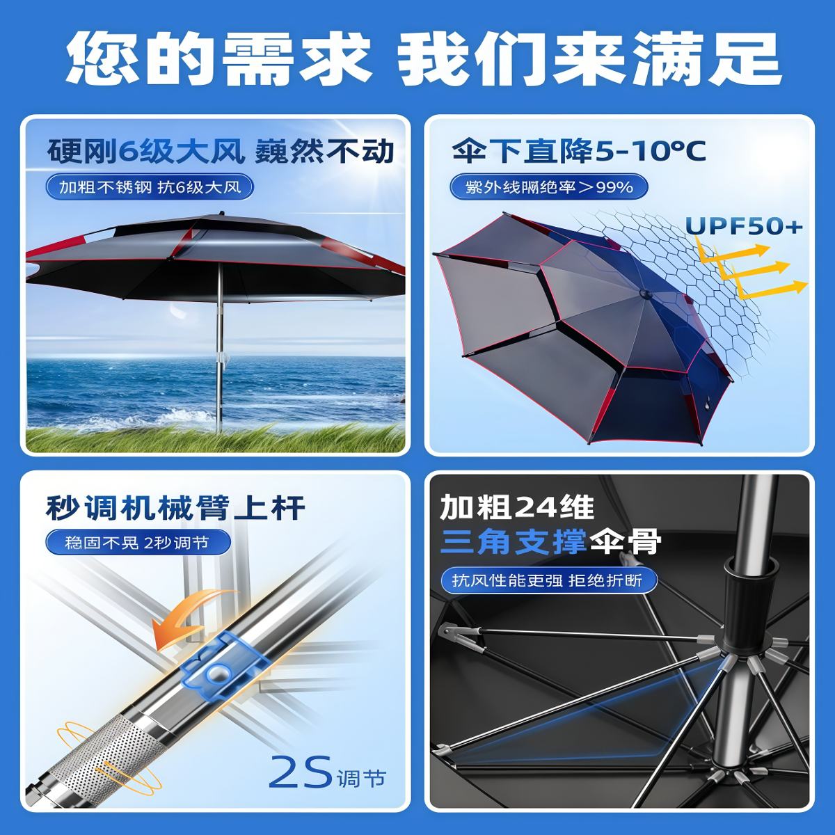钓鱼伞大钓伞户外遮阳专用雨伞2026新款加厚防晒雨新型拐杖伞