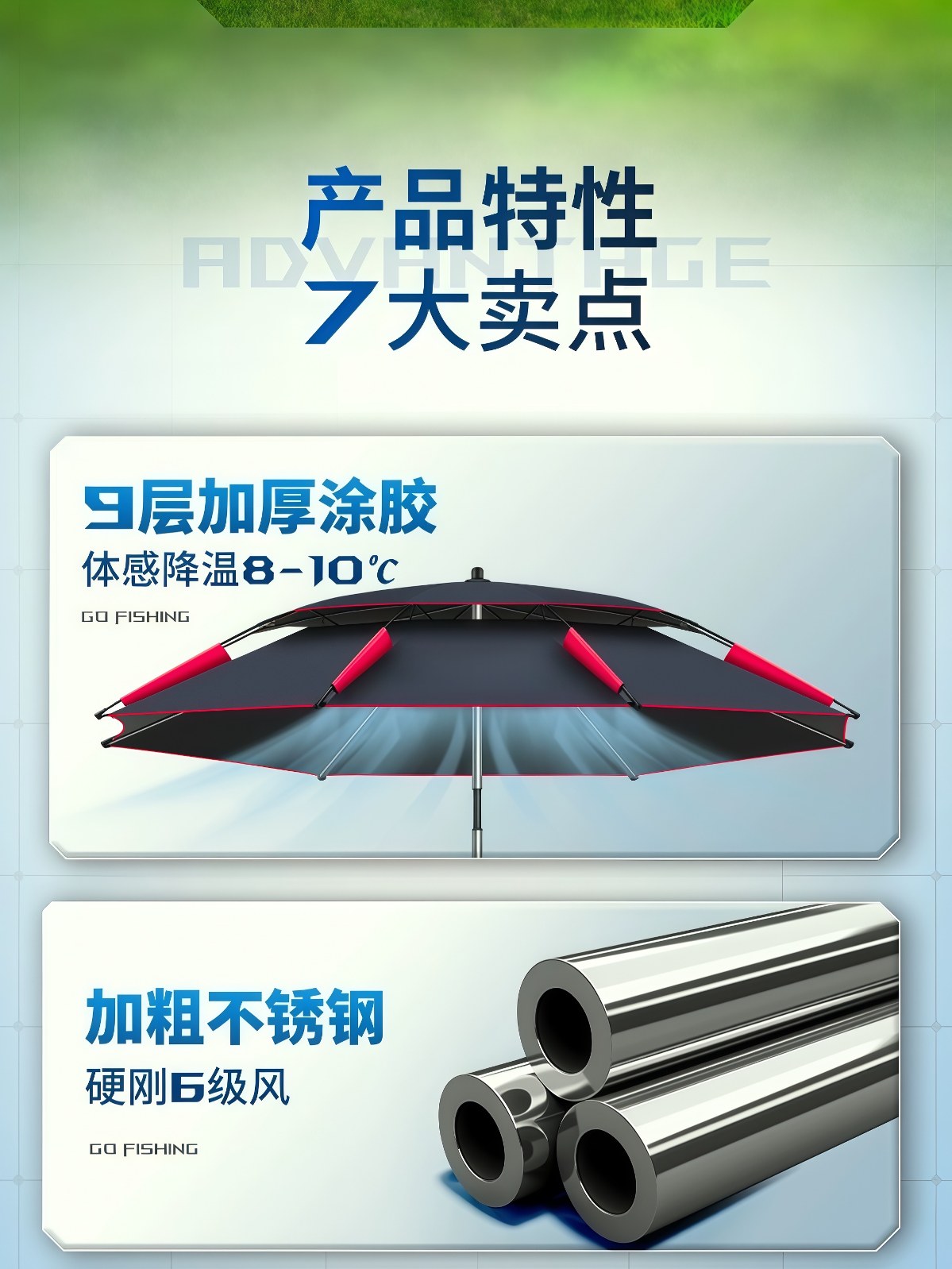 钓鱼伞大钓伞户外遮阳专用雨伞2026新款加厚防晒雨新型拐杖伞 - 详情图