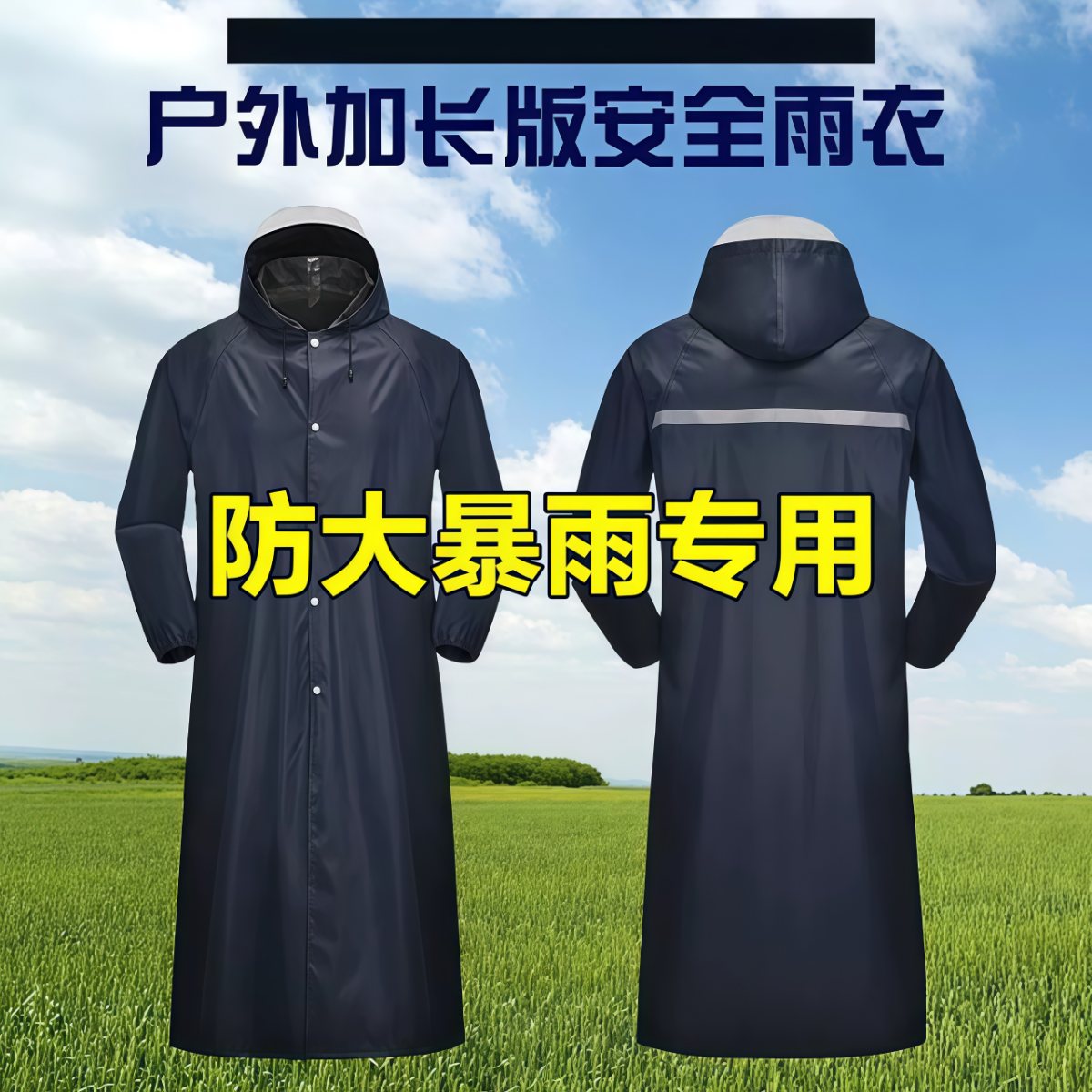 武汉雨具网·雨衣长款全身防暴雨成人帆布加厚耐磨户外一体男士连体防水衣雨服·产品图2