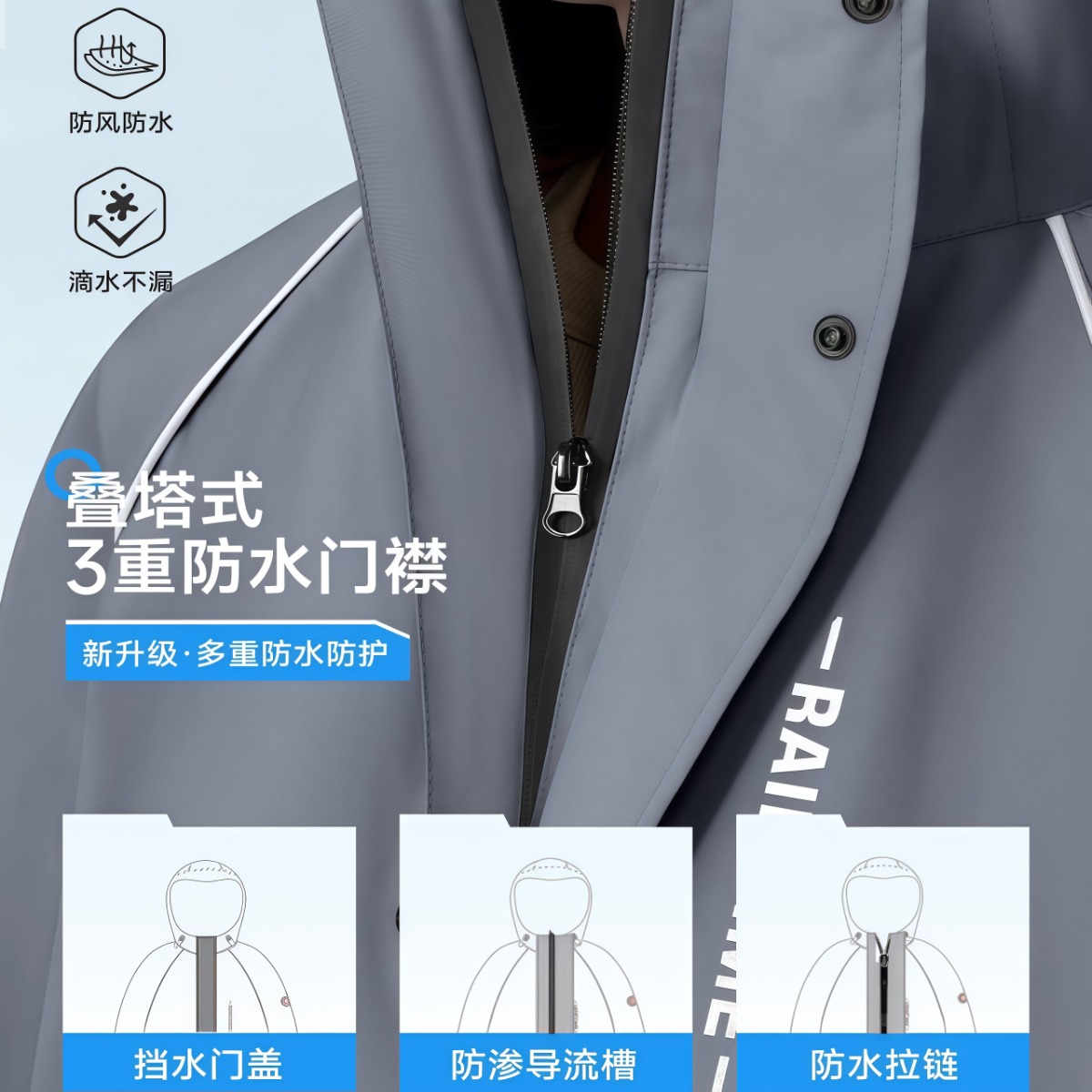 武汉雨具网·雨衣电动车男女款成人外穿长款全身防暴雨单人一体式骑车专用雨披·产品图5