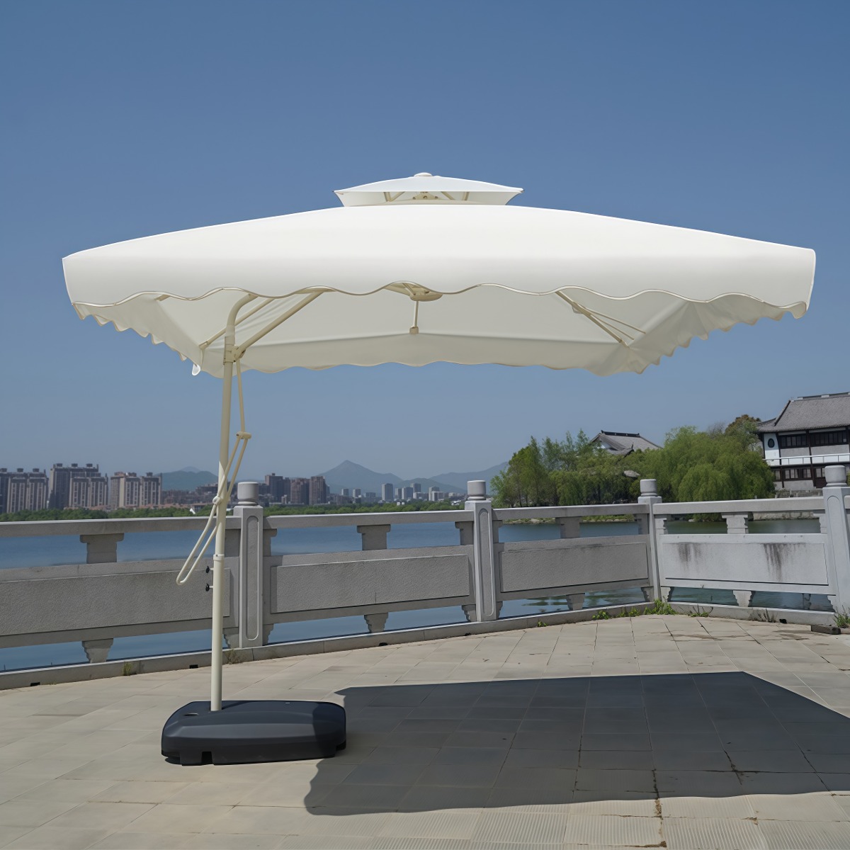 武汉雨具网·户外遮阳伞庭院扳手伞摆摊大伞太阳伞岗亭防晒露营伞防紫外线侧立·产品图4