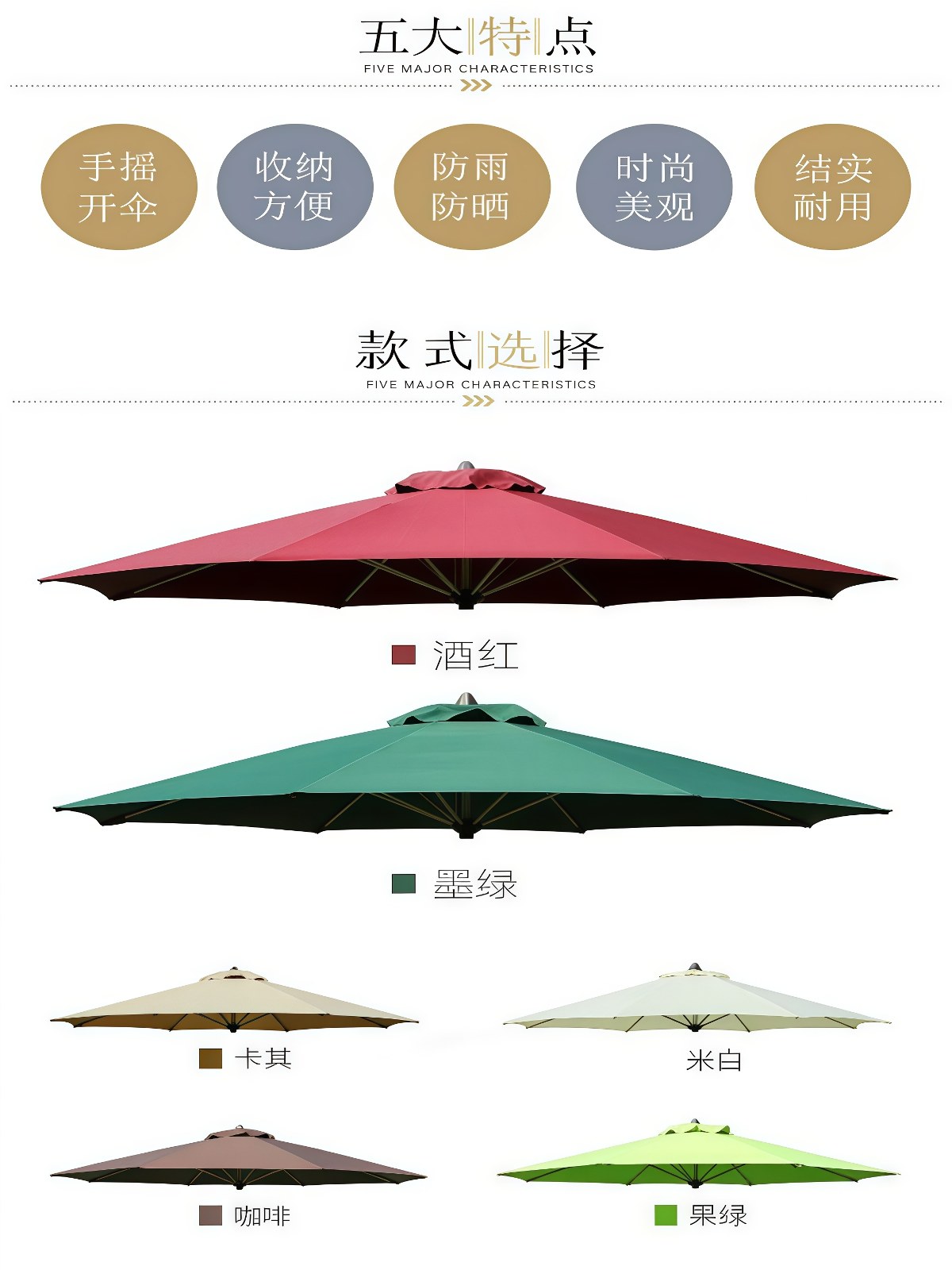 户外遮阳伞大太阳伞庭院露天花园伞休闲沙滩中柱伞室外商用摆摊伞 - 详情图