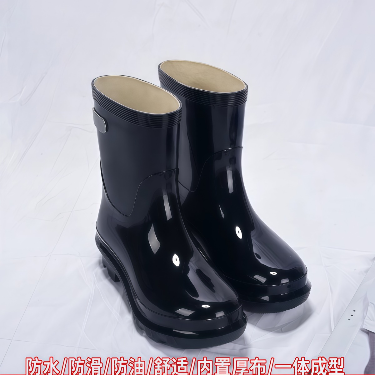 武汉雨具网·雨鞋男士耐酸雨靴防水中高筒夏季短筒套鞋胶鞋防滑耐磨水鞋男·产品图3