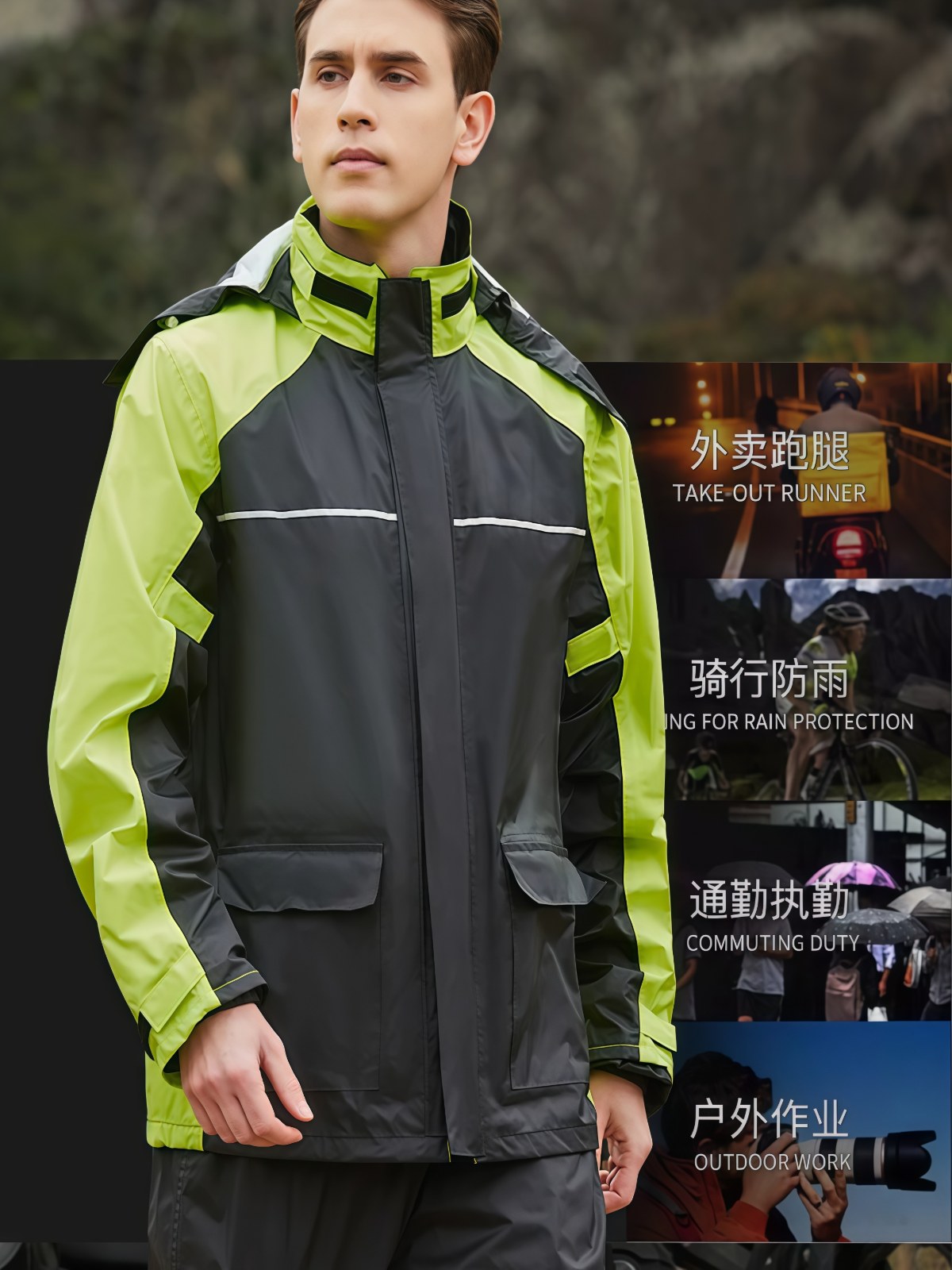雨衣雨裤分体套装男款专用防水外卖骑手摩托车骑行长款全身防暴雨 - 详情图