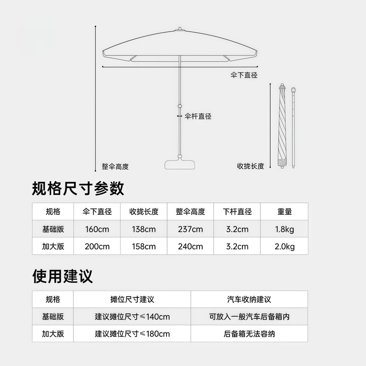 武汉雨具网·摆摊专用太阳伞 带可拆卸围布 户外露营防晒雨伞适配小推车·产品图6