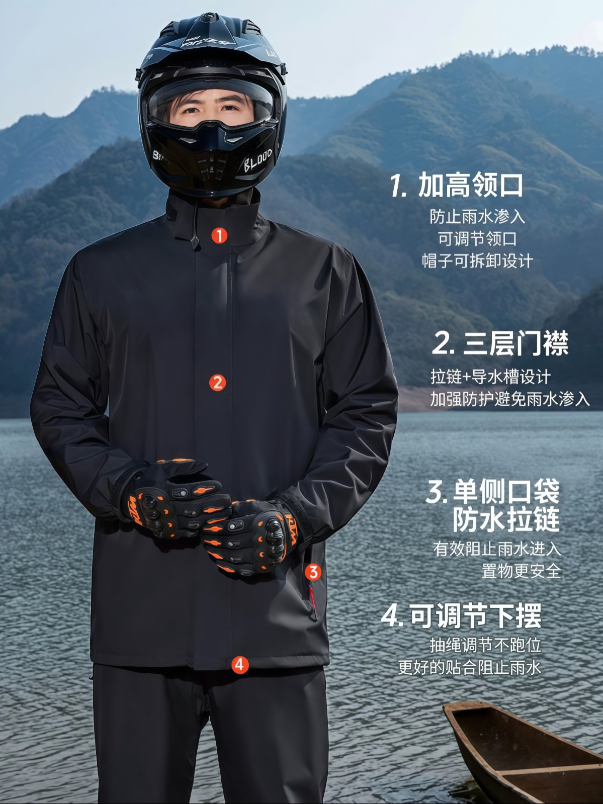 摩托车雨衣成人分体式外卖骑手专用防暴雨级套装男款骑行雨裤新型 - 详情图