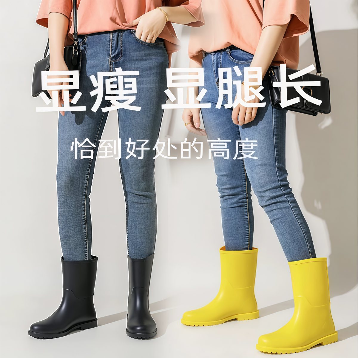 雨鞋女款时尚外穿雨靴中筒水鞋防水防滑胶鞋轻便套鞋成人水靴