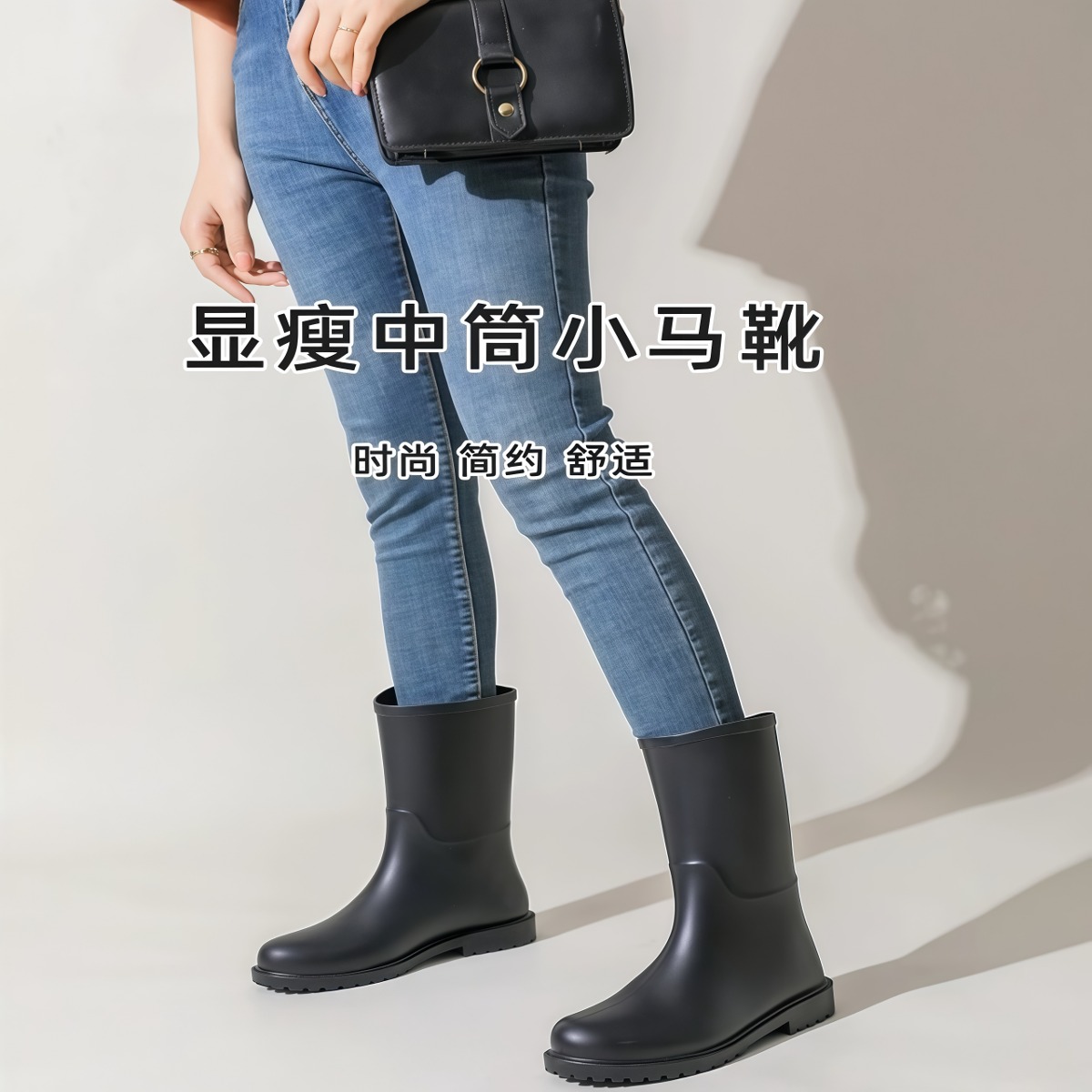 武汉雨具网·雨鞋女款时尚外穿雨靴中筒水鞋防水防滑胶鞋轻便套鞋成人水靴·产品图2