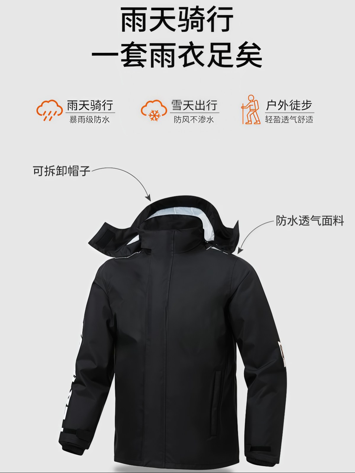 摩托车骑行雨衣分体式防暴雨套装男款机车服外卖骑手专用防水 - 详情图