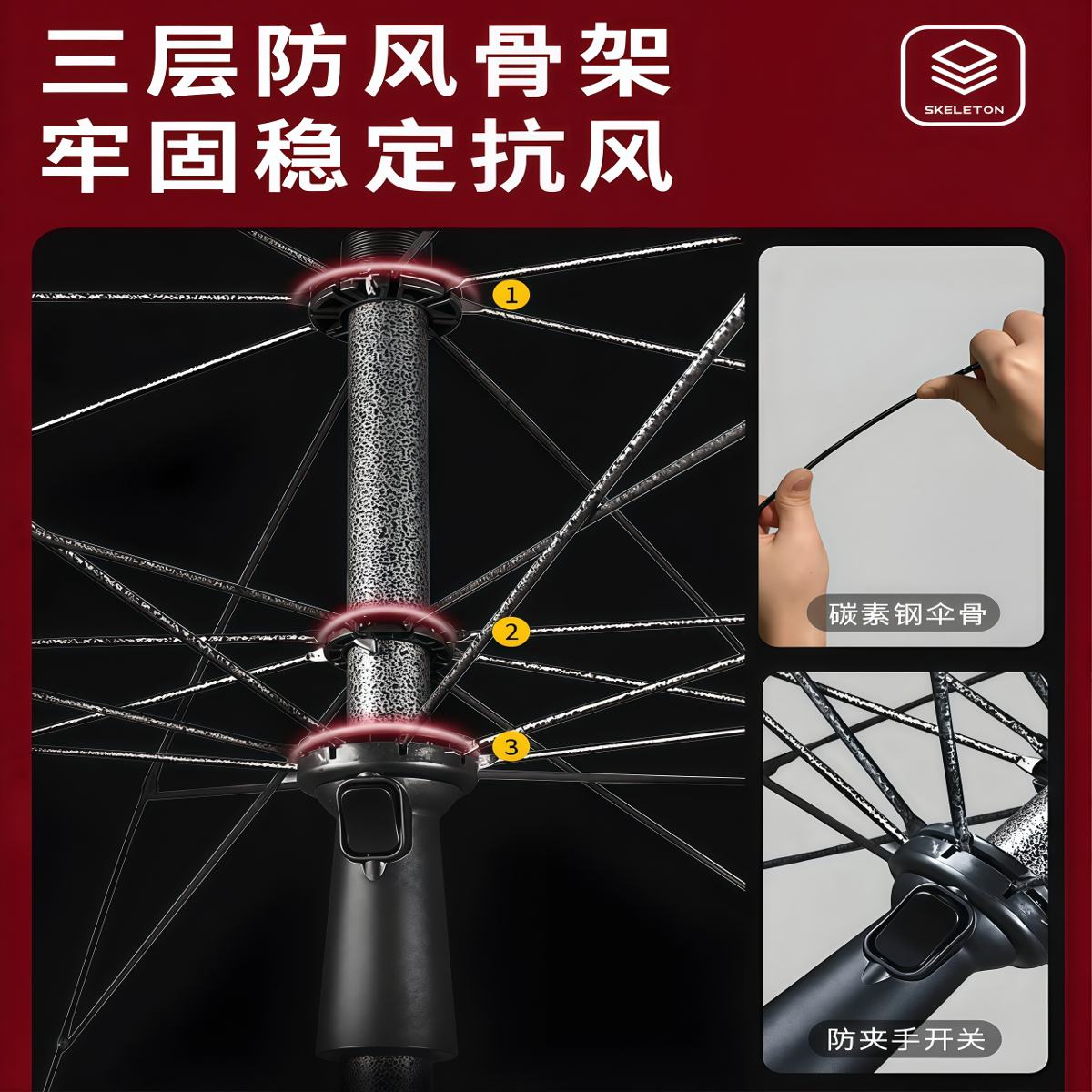 武汉雨具网·遮阳伞太阳伞大型户外摆摊专用大伞商用加厚加固防晒庭院雨伞定制·产品图4