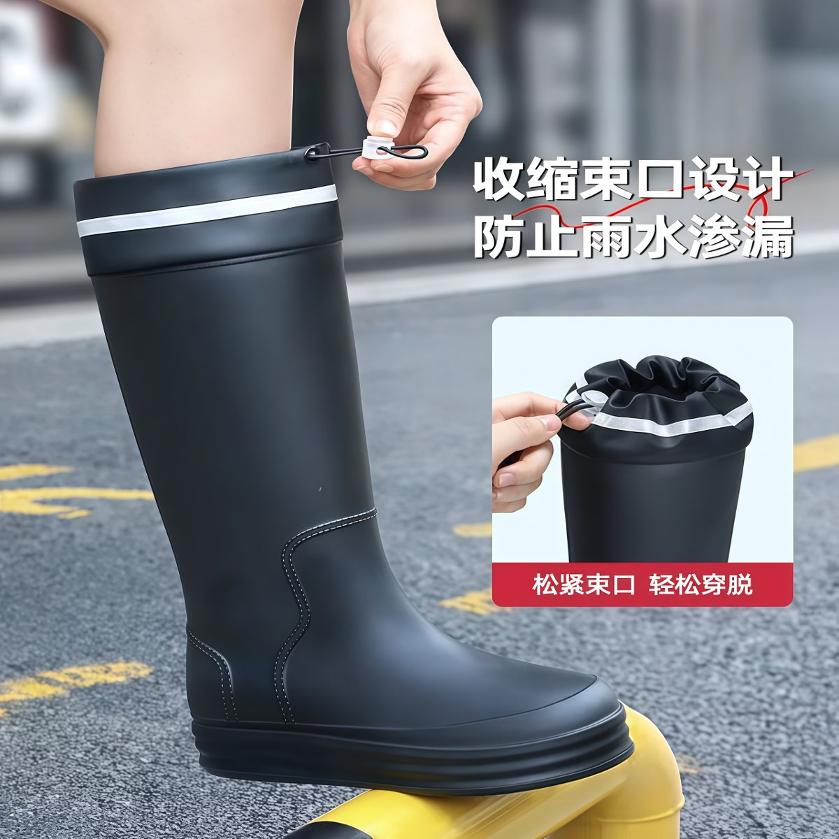 雨鞋女款防水防滑雨天外穿高筒水鞋成人赶海雨靴时尚徒步胶鞋
