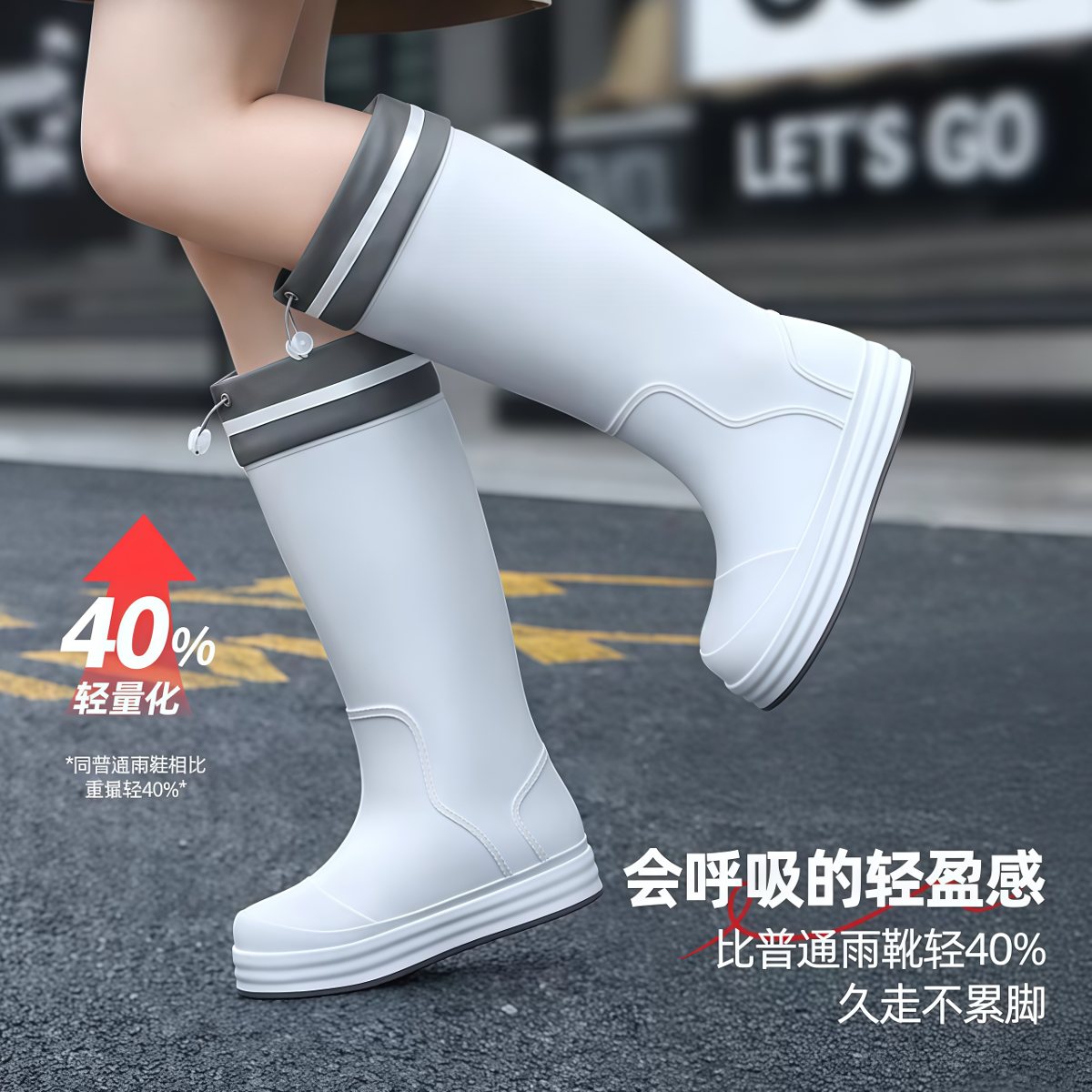 武汉雨具网·雨鞋女款防水防滑雨天外穿高筒水鞋成人赶海雨靴时尚徒步胶鞋·产品图2