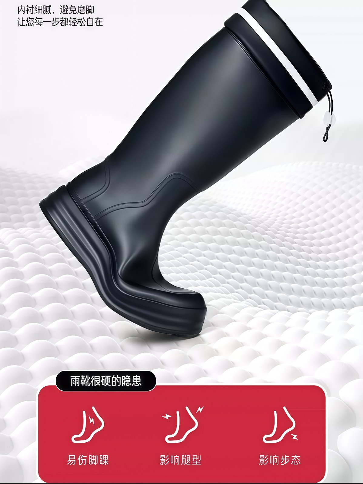 雨鞋女款防水防滑雨天外穿高筒水鞋成人赶海雨靴时尚徒步胶鞋 - 详情图