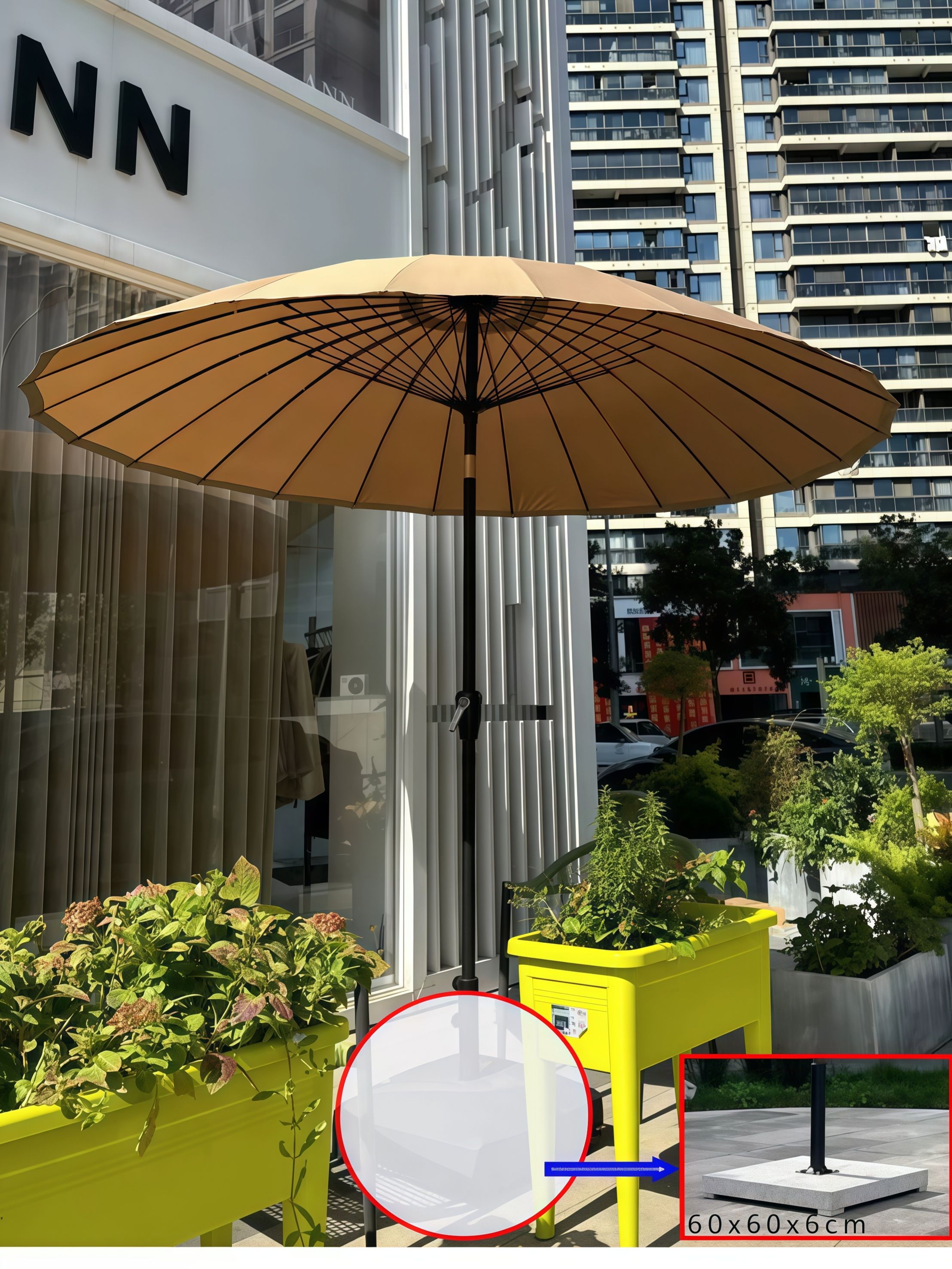 玻纤伞 民宿酒店户外庭院阳台天台大遮阳伞中式复古风摆摊圆伞 - 详情图