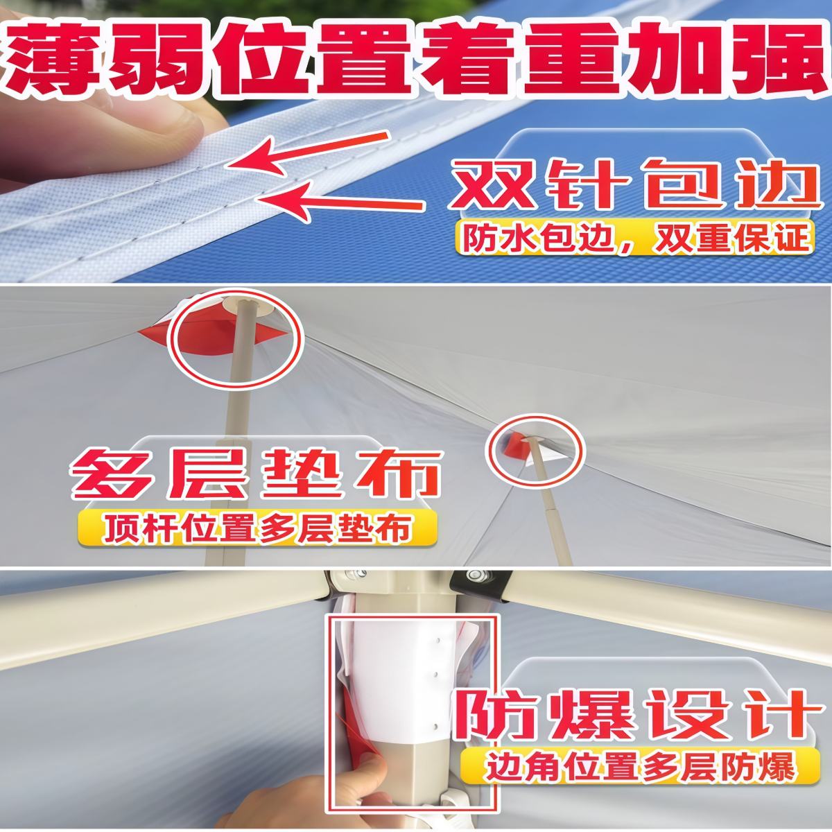 武汉雨具网·【双层加厚防晒】雨棚四角集市折叠摆摊遮阳顶棚帐篷广告大伞顶布·产品图3