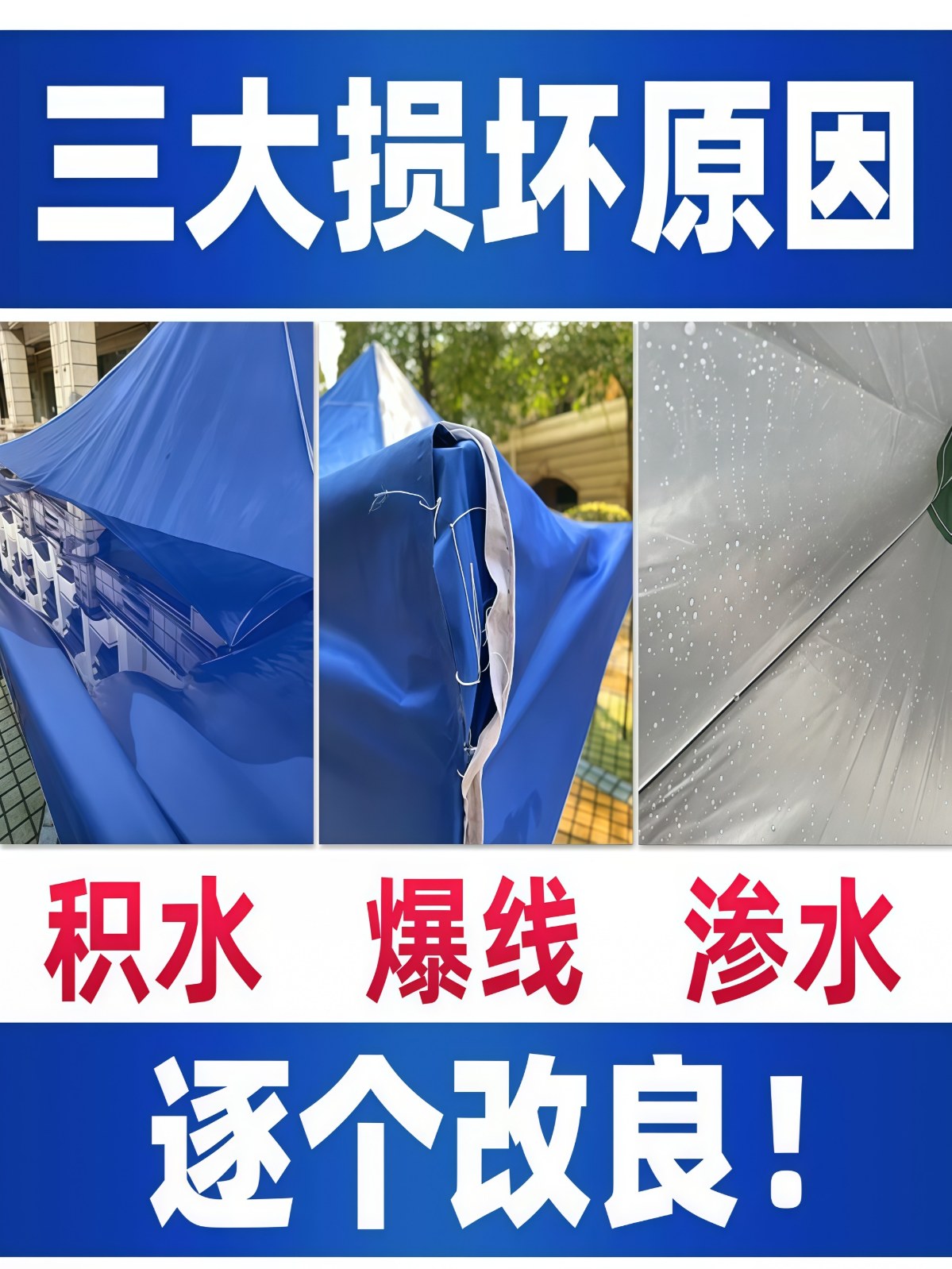 【双层加厚防晒】雨棚四角集市折叠摆摊遮阳顶棚帐篷广告大伞顶布 - 详情图
