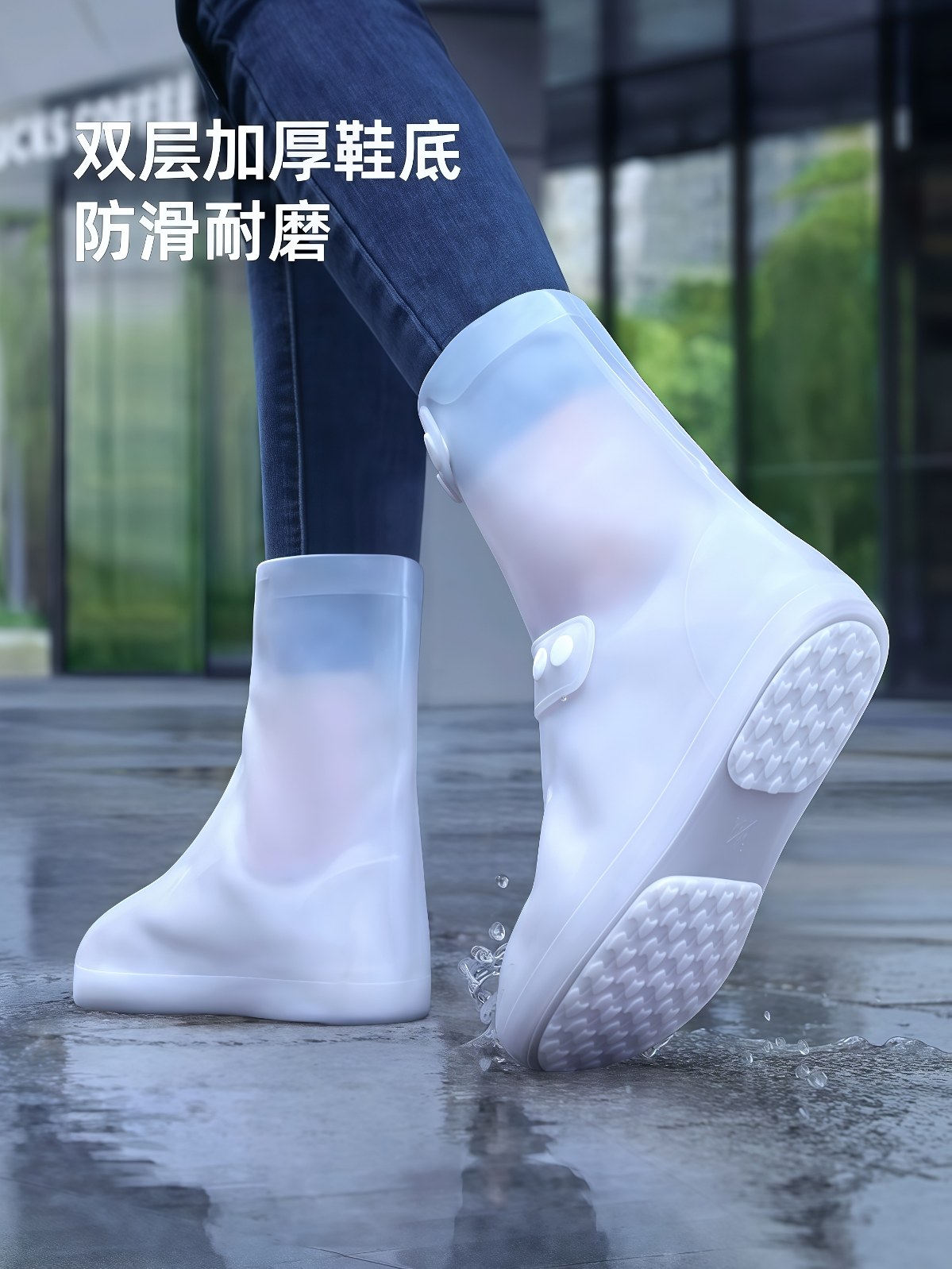 鞋套防水防滑加厚耐磨男女外卖骑手2026新款下雨天硅胶雨鞋套 - 详情图