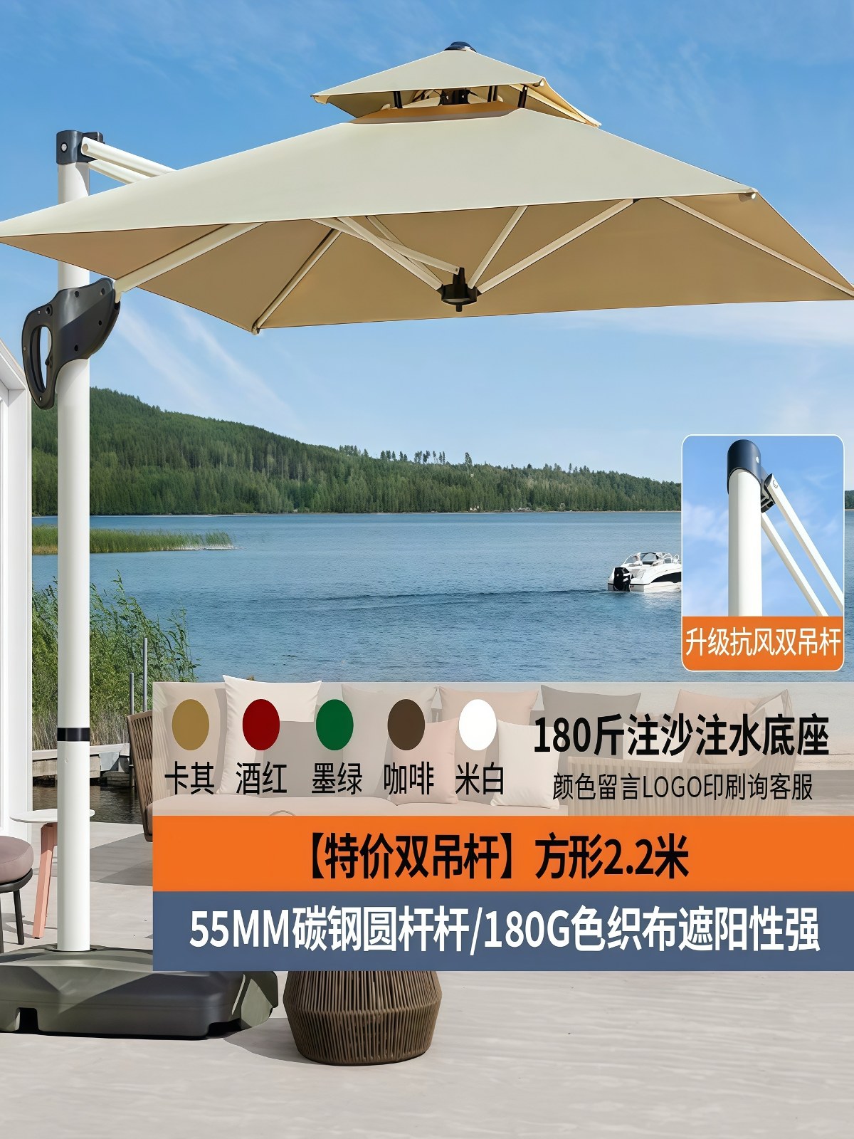 户外遮阳伞庭院伞露台阳台露天摆摊大太阳伞棚别墅花园室外罗马伞 - 详情图