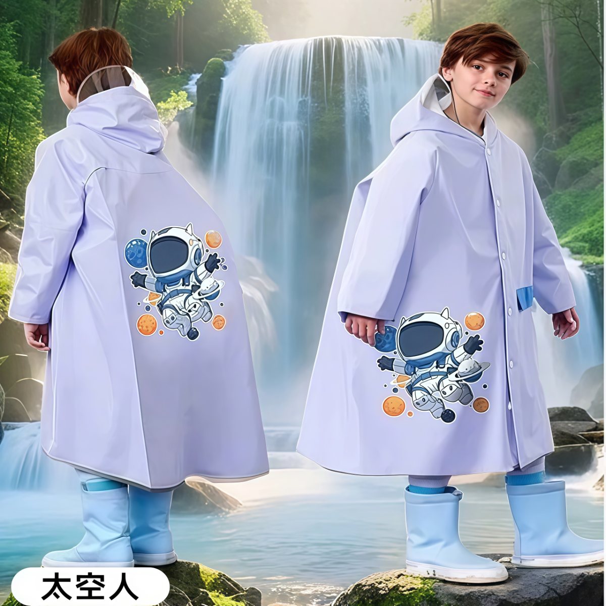 武汉雨具网·儿童雨衣男童女孩小学生带书包位中大童男孩上学专用10岁雨披·产品图4