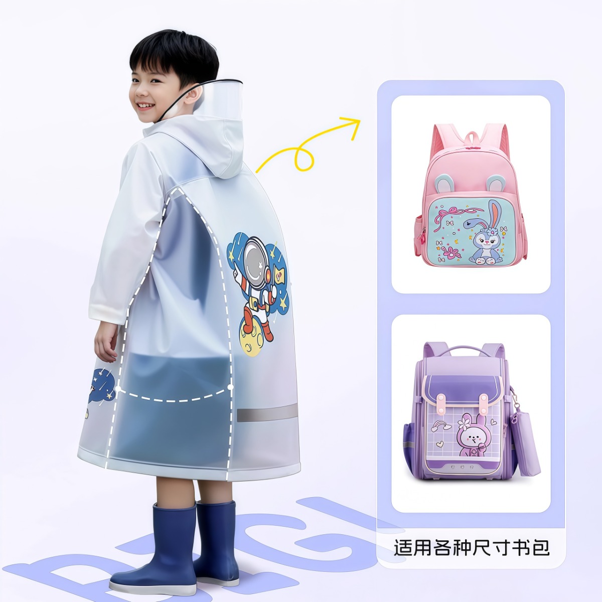武汉雨具网·儿童雨衣男童幼儿园上小学生专用防暴雨2026新款超大开放式书包位·产品图3