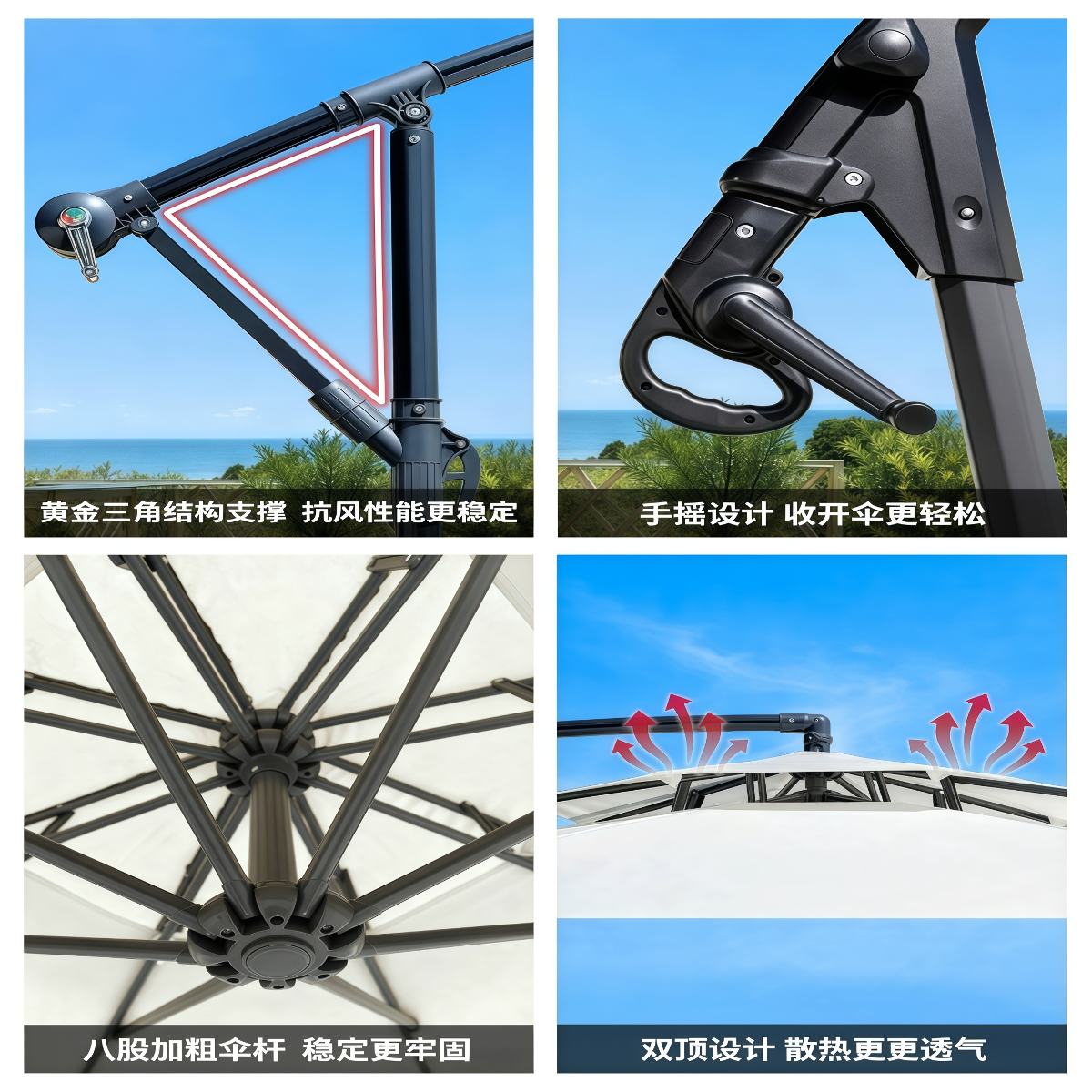 武汉雨具网·遮阳伞户外庭院伞露天阳台大太阳伞别墅花园室外摆摊罗马伞香蕉伞·产品图3