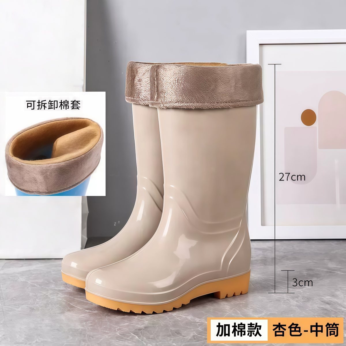 武汉雨具网·大号女款高筒雨靴防滑牛津底厨房防水工作胶鞋耐磨水鞋·产品图5
