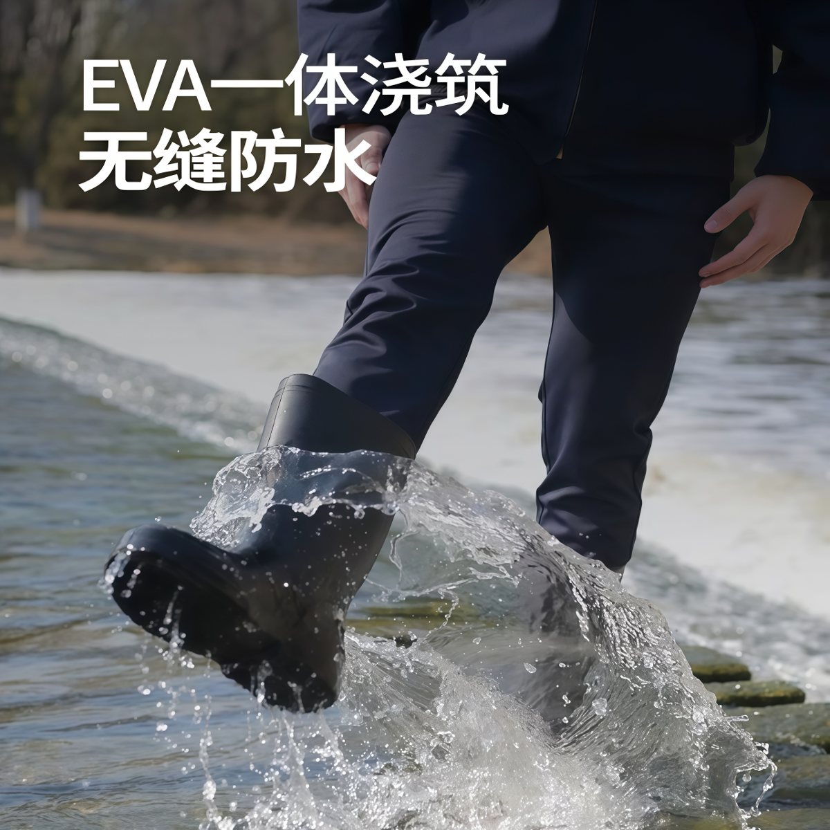 防滑鞋雨靴食品厂男防水防污白色水鞋钓鱼春季耐酸碱高筒劳保胶鞋