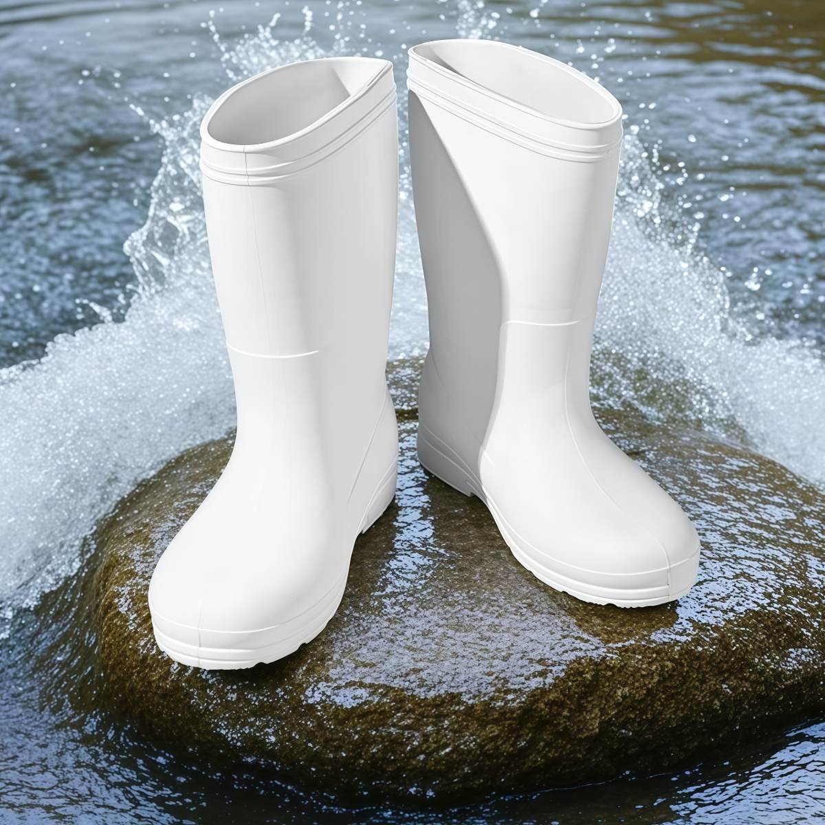 武汉雨具网·防滑鞋雨靴食品厂男防水防污白色水鞋钓鱼春季耐酸碱高筒劳保胶鞋·产品图3
