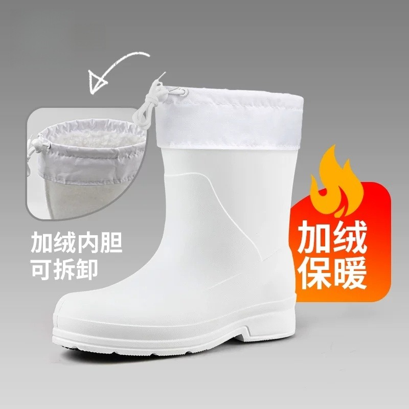 武汉雨具网·防滑鞋雨靴食品厂男防水防污白色水鞋钓鱼春季耐酸碱高筒劳保胶鞋·产品图4
