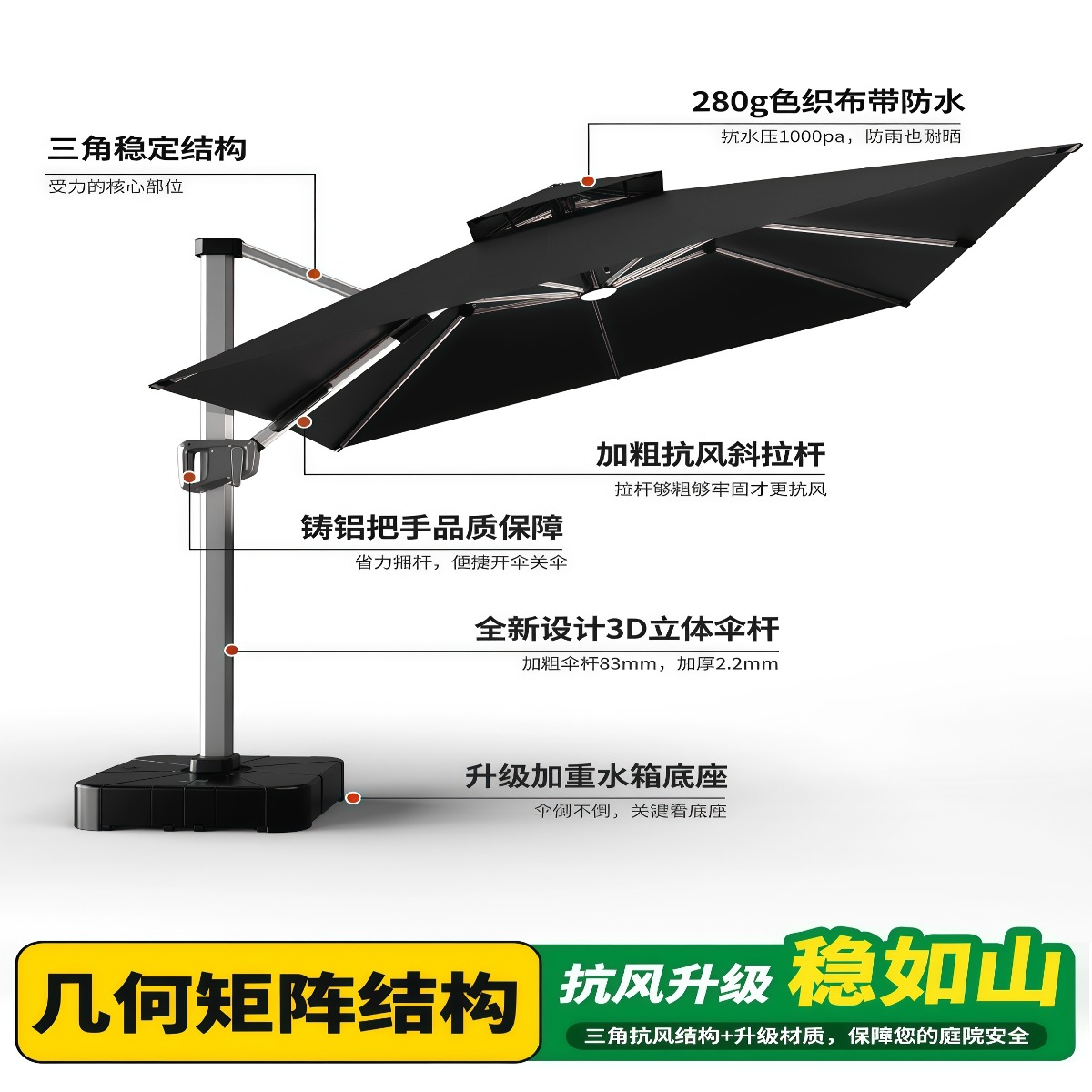 武汉雨具网·户外遮阳伞庭院伞太阳伞室外罗马伞别墅花园天台院子高档露台酒店·产品图5