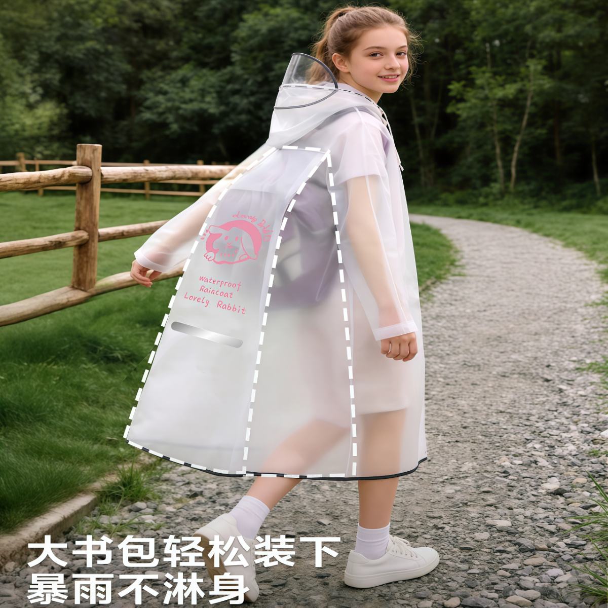 武汉雨具网·儿童雨衣学生男女童防水中大童上学专用全身2026新款男孩带书包位·产品图3