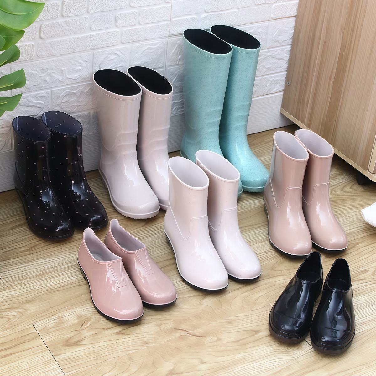雨鞋女时尚款外穿水鞋短筒雨靴低帮加绒中筒套鞋防滑高筒胶鞋