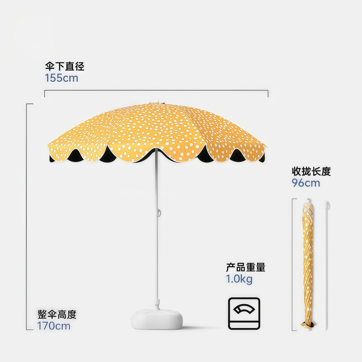 武汉雨具网·太阳伞户外遮阳花园庭院大雨伞斯特兰顿波点定制·产品图5